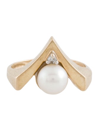 Ring 14K Pearl & Diamond Cocktail Ring