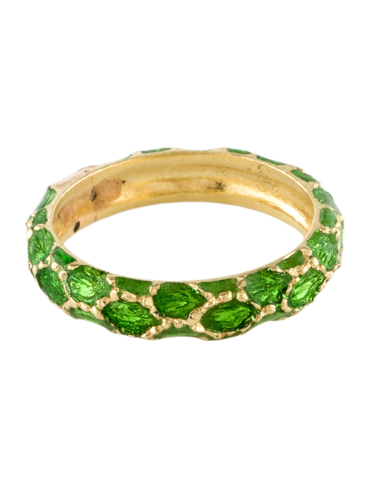 Ring 18K Enamel Textured Band
