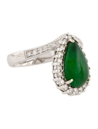 Ring 18K Dyed Jadeite & Diamond Cocktail Ring