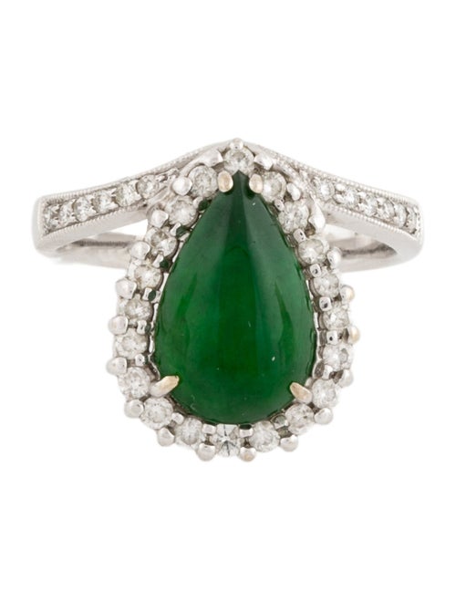 Ring 18K Dyed Jadeite & Diamond Cocktail Ring