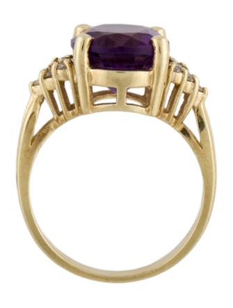 Ring 14K Amethyst & Diamond Cocktail Ring