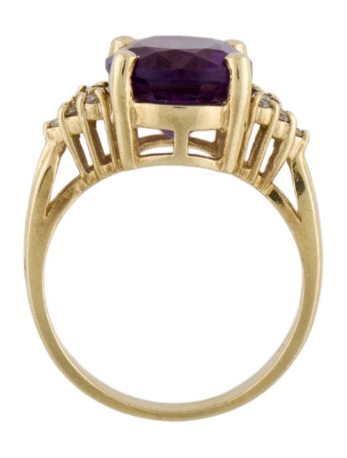 Ring 14K Amethyst & Diamond Cocktail Ring
