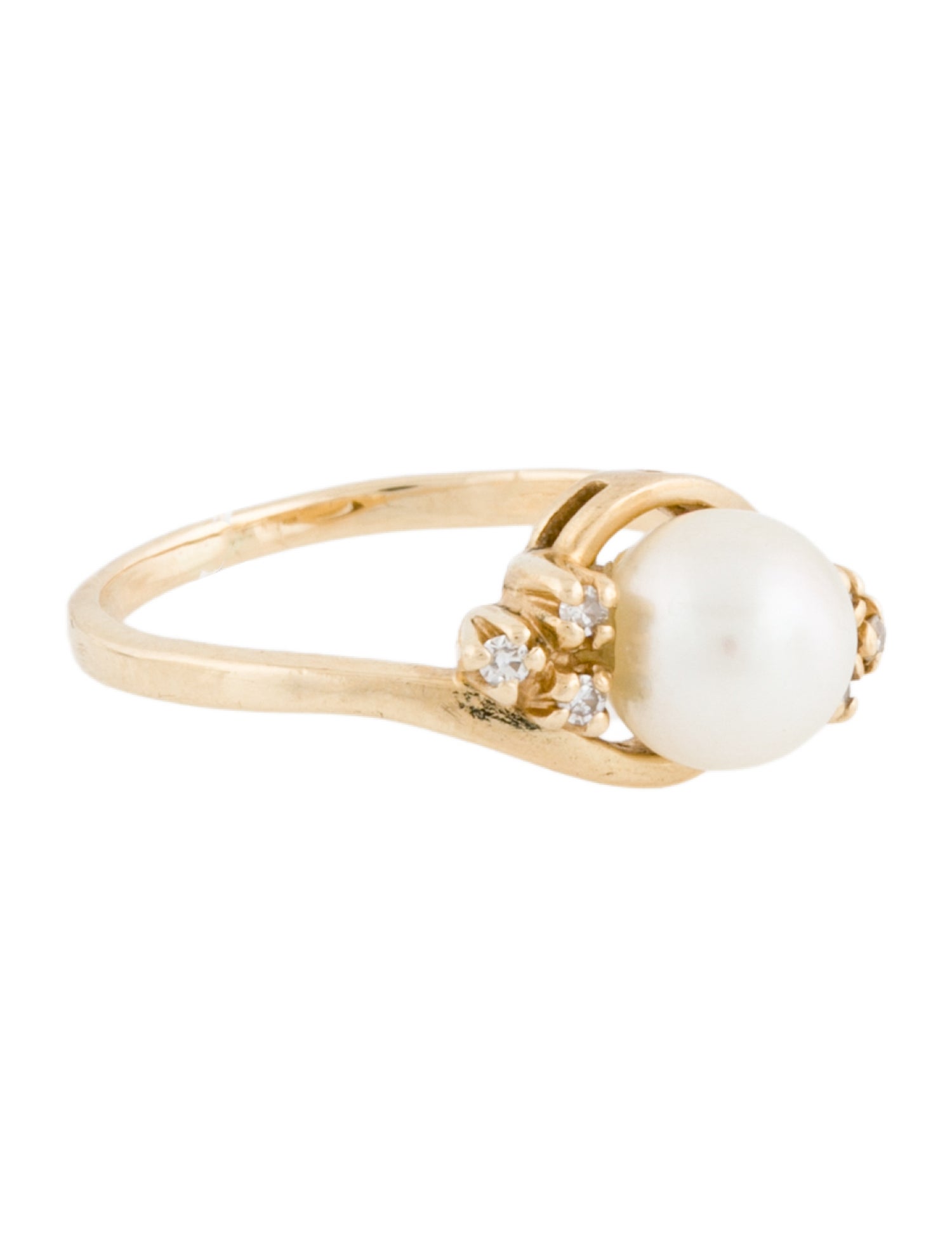 Ring 14K Pearl & Diamond Cocktail