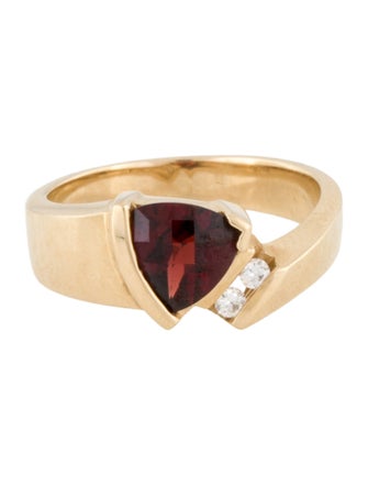 Ring 14K Garnet & Diamond Cocktail Ring