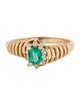 Ring 14K Emerald & Diamond Cocktail Ring