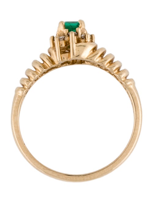 Ring 14K Emerald & Diamond Cocktail Ring