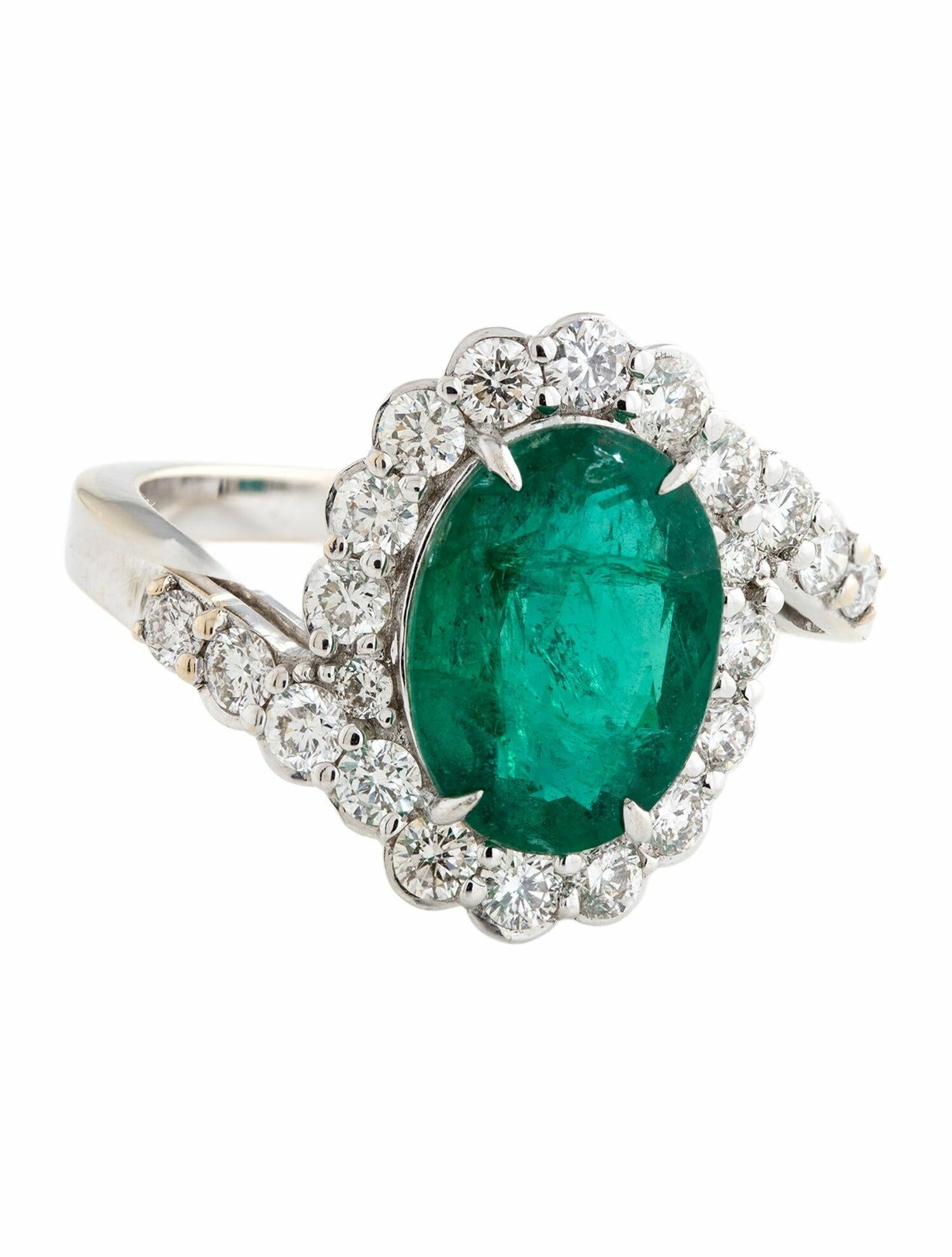 Ring 18K 2.40ct Zambian Emerald & Diamond Cocktail Ring