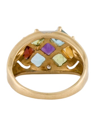 Ring 14K Diamond & Multistone Rainbow Ring