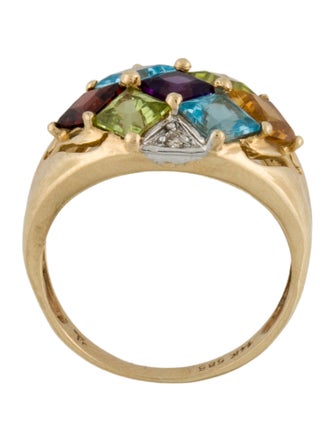 Ring 14K Diamond & Multistone Rainbow Ring