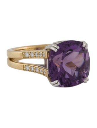 Ring Kian Design 18K 12.15ct Amethyst & Diamond Ring