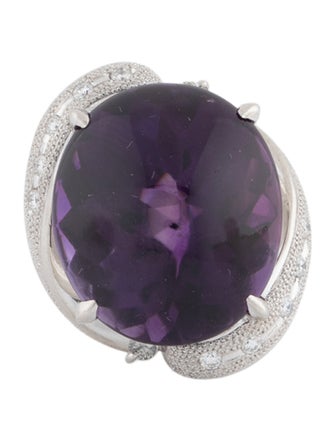 Ring Platinum Amethyst & Diamond Cocktail Ring