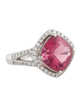 Ring Platinum 5.18ctw Tourmaline & Diamond Cocktail Ring