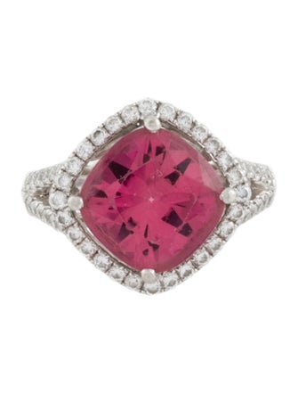 Ring Platinum 5.18ctw Tourmaline & Diamond Cocktail Ring