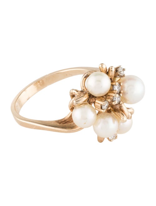 Ring 14K Pearl & Diamond Cocktail Ring