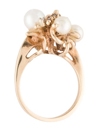Ring 14K Pearl & Diamond Cocktail Ring