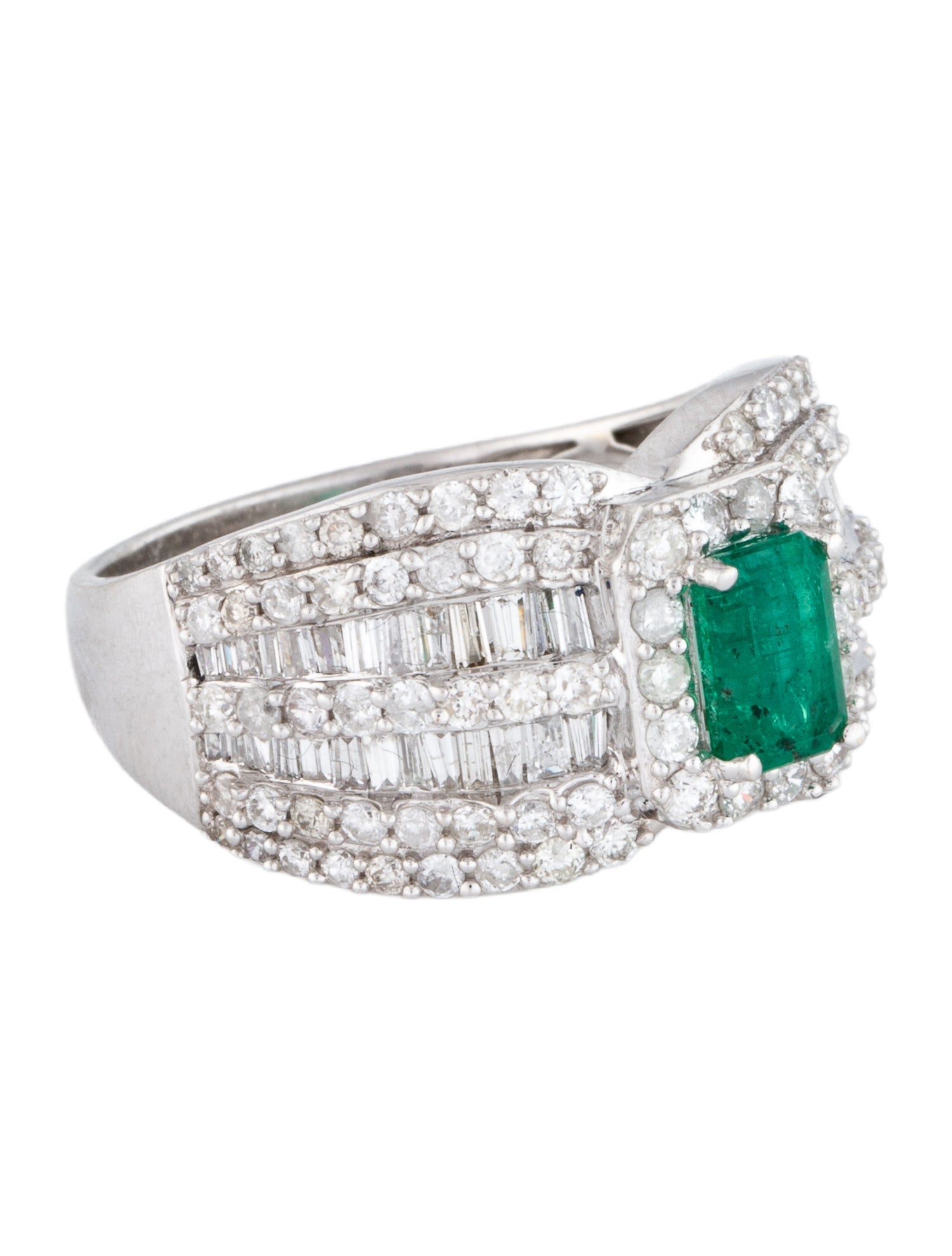 Ring 14K Emerald & Diamond Cocktail Ring