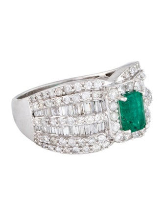 Ring 14K Emerald & Diamond Cocktail Ring