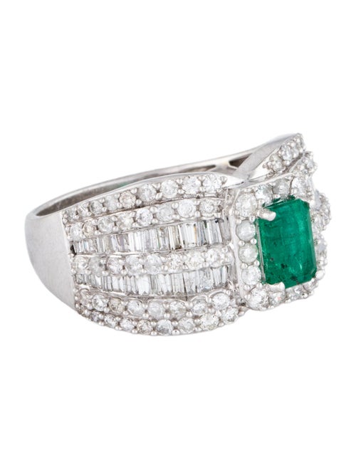 Ring 14K Emerald & Diamond Cocktail Ring