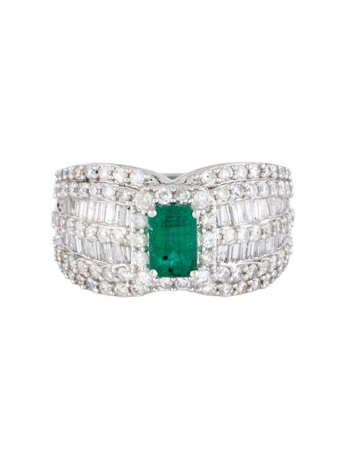 Ring 14K Emerald & Diamond Cocktail Ring