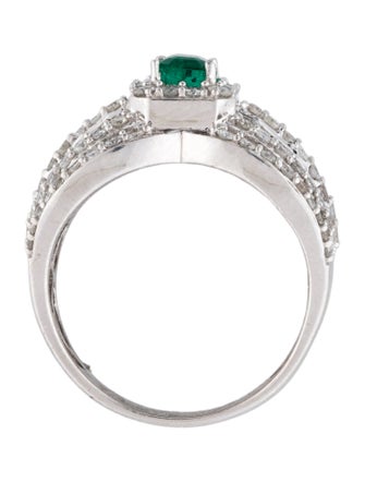 Ring 14K Emerald & Diamond Cocktail Ring