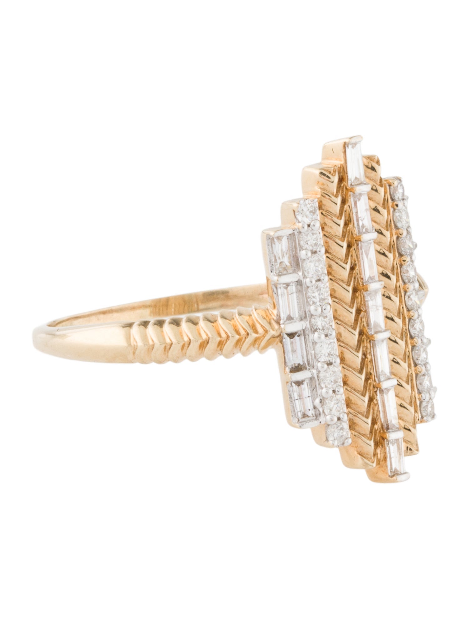 Ring 14K Diamond Chevron Cocktail