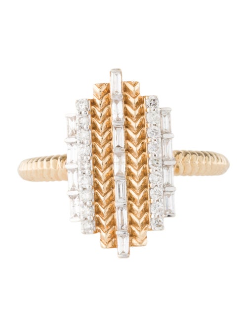 Ring 14K Diamond Chevron Cocktail Ring