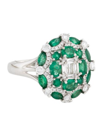 Ring 18K Emerald & Diamond Cocktail Ring