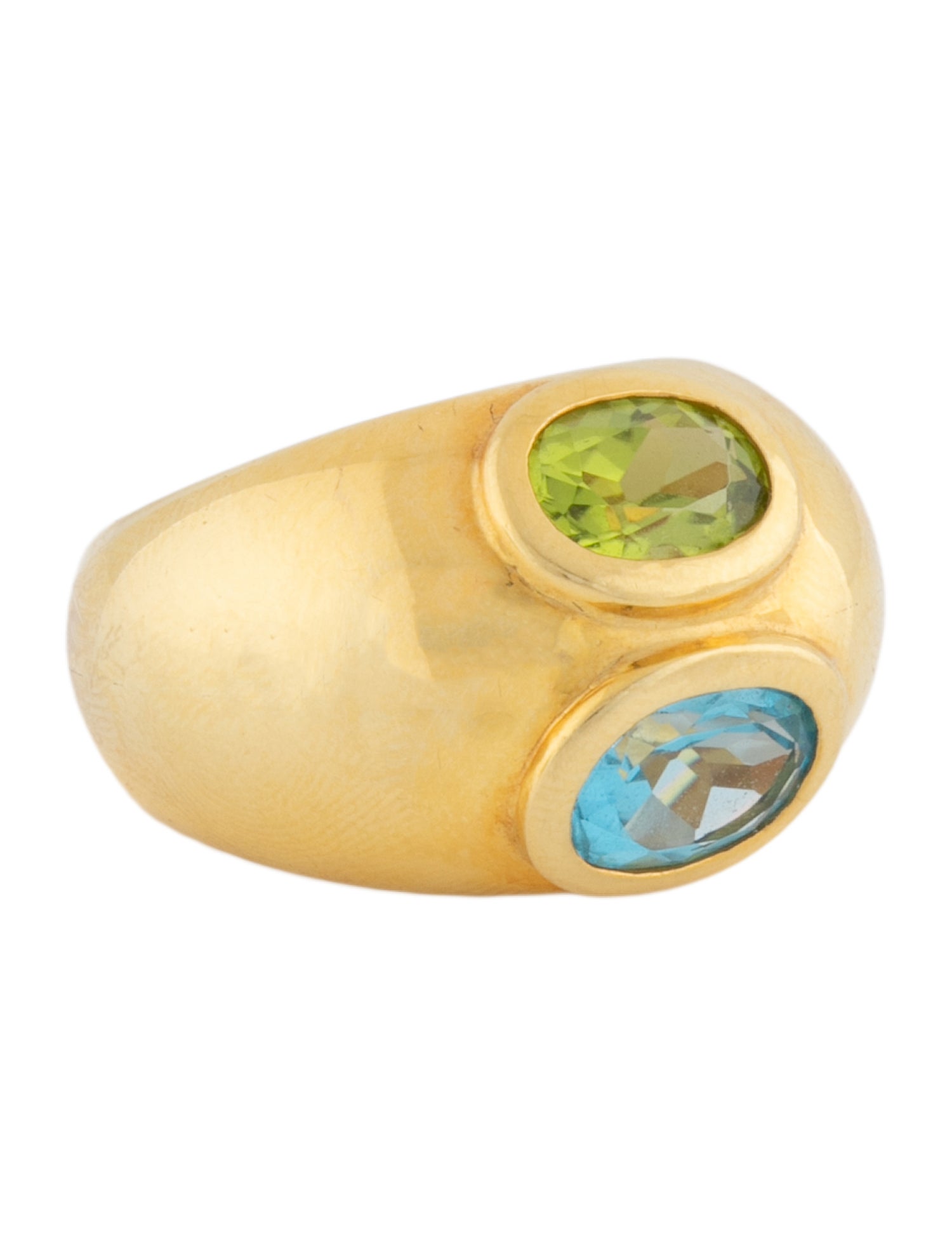 Ring 18K Topaz & Peridot Domed Cocktail Ring