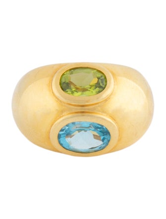 Ring 18K Topaz & Peridot Domed Cocktail Ring