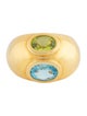 Ring 18K Topaz & Peridot Domed Cocktail Ring