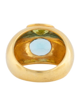 Ring 18K Topaz & Peridot Domed Cocktail Ring