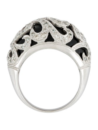 Ring 18K Onyx & Diamond Filigree Cocktail Ring