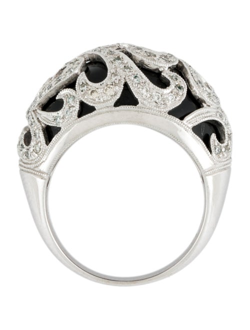 Ring 18K Onyx & Diamond Filigree Cocktail Ring