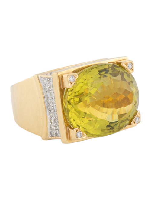 Ring 18K Quartz & Diamond Cocktail Ring