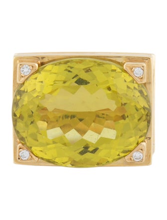 Ring 18K Quartz & Diamond Cocktail Ring