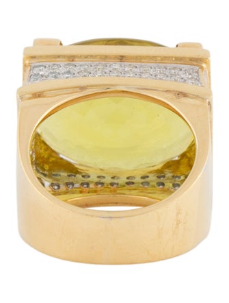 Ring 18K Quartz & Diamond Cocktail Ring