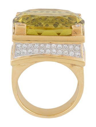 Ring 18K Quartz & Diamond Cocktail Ring