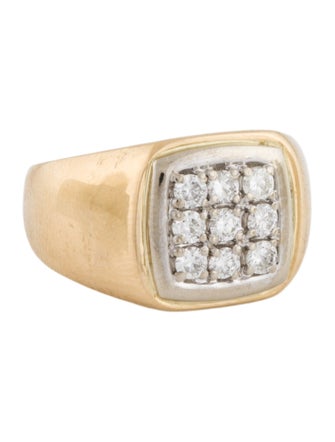 Ring 14K Diamond Geometric Signet Ring