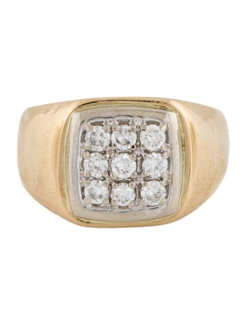 Ring 14K Diamond Geometric Signet Ring