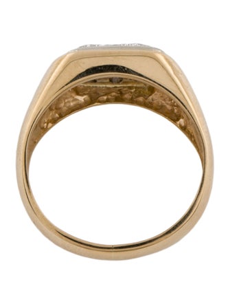 Ring 14K Diamond Geometric Signet Ring