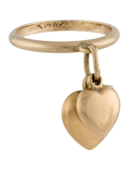 Ring 14K Double Heart Charm Cocktail Ring