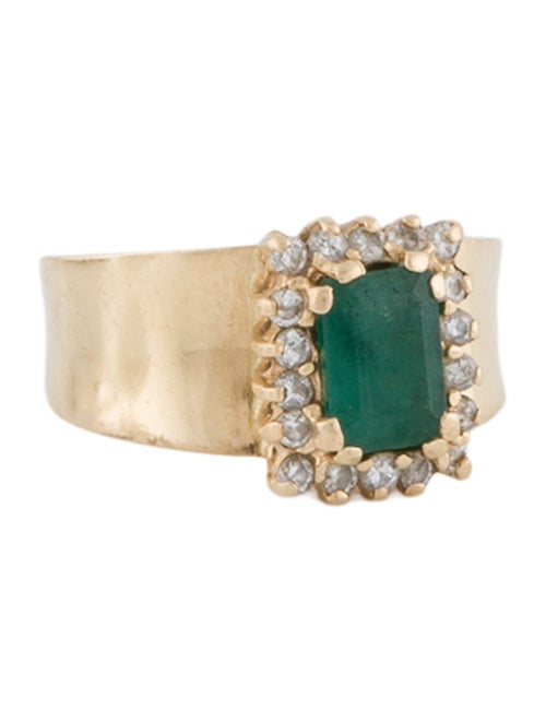 Ring 14K Emerald & Diamond Cocktail Ring