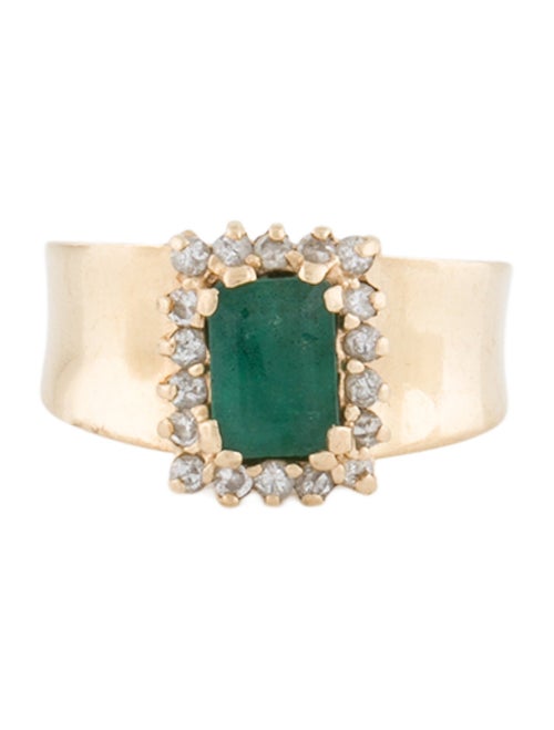 Ring 14K Emerald & Diamond Cocktail Ring