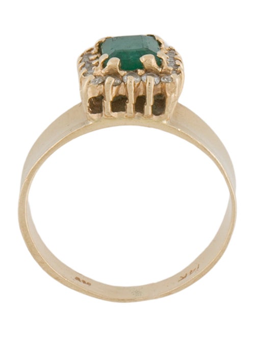 Ring 14K Emerald & Diamond Cocktail Ring