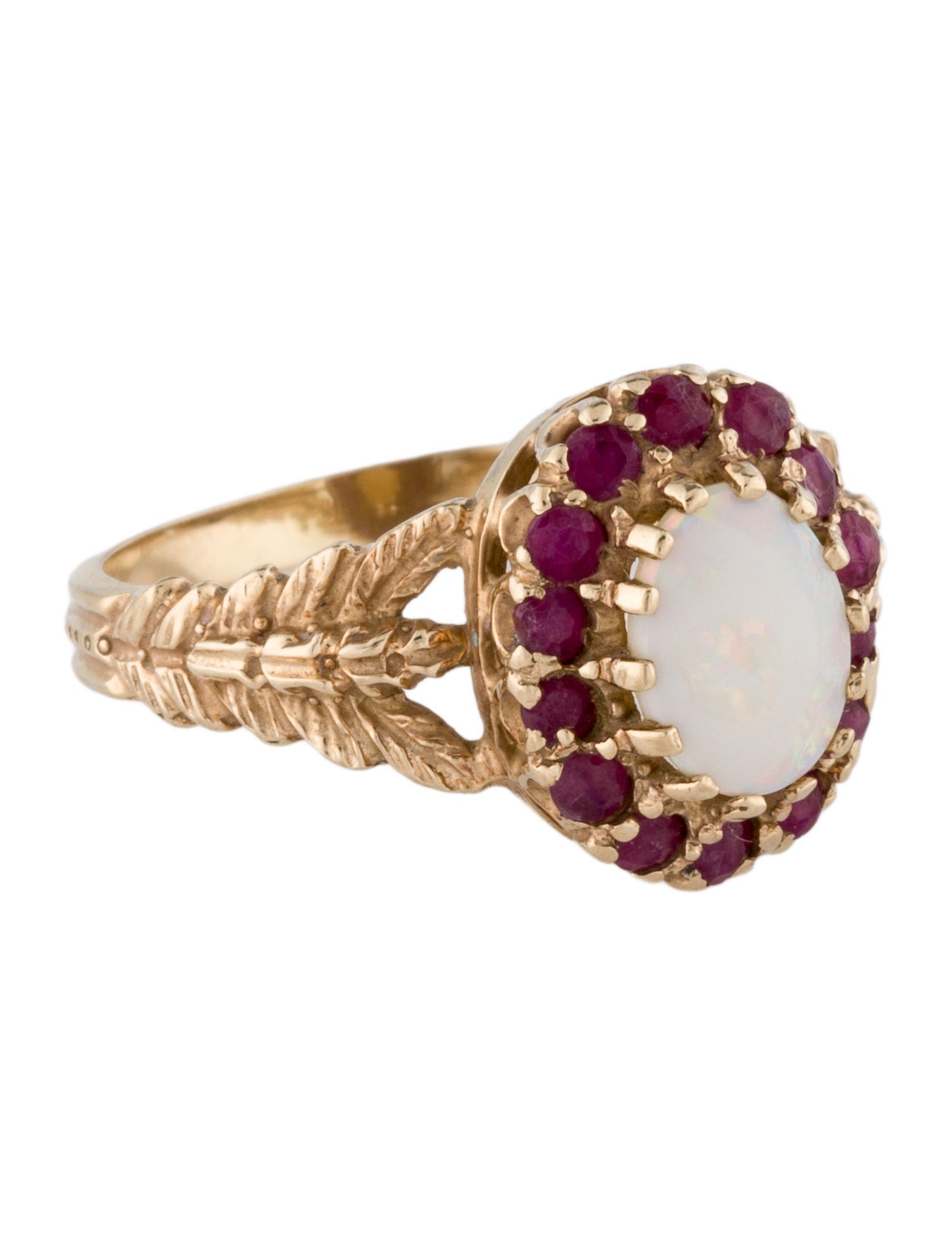 Ring 10K Ruby & Opal Cocktail