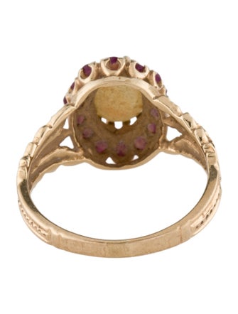 Ring 10K Ruby & Opal Cocktail Ring