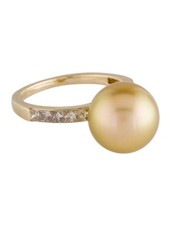 Ring 18K South Sea Cultured Pearl & Diamond Cocktail Ring