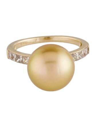 Ring 18K South Sea Cultured Pearl & Diamond Cocktail Ring