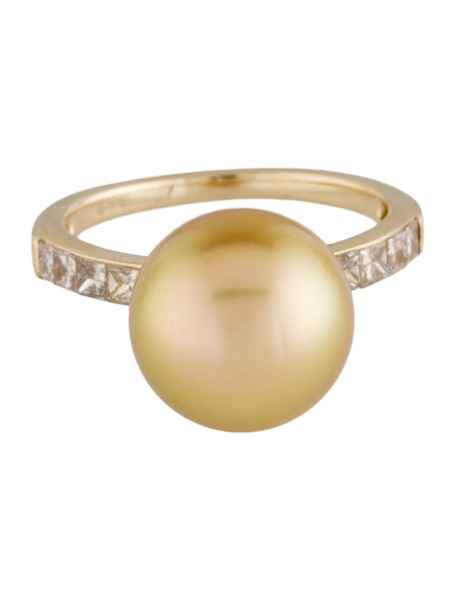 Ring 18K South Sea Cultured Pearl & Diamond Cocktail Ring