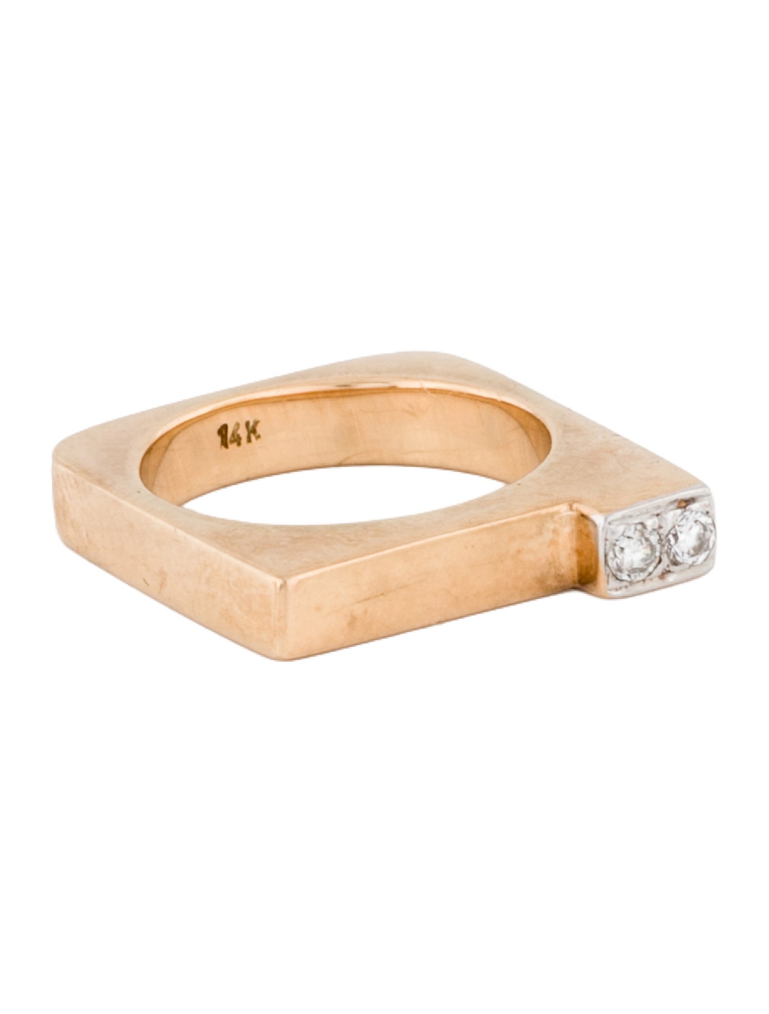 Ring 14K Diamond Square Cocktail Pinky